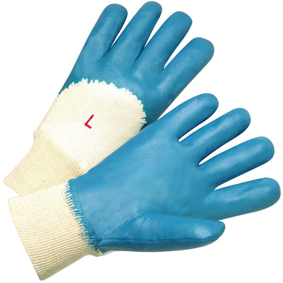 PIP Nitrile Dipped Glove w/Interlock Liner & Smooth Finish on Palm Fingers Knuckles - Knit Wrist - Natural - 1/DZ - 4060