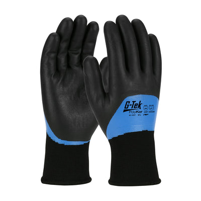 G-Tek PolyKor Seamless Knit Blend Glove w/Acrylic Liner & Double-Dipped Nitrile Foam Grip on Full H& - Touchscreen Compatible - Black - 1/DZ - 41-1417