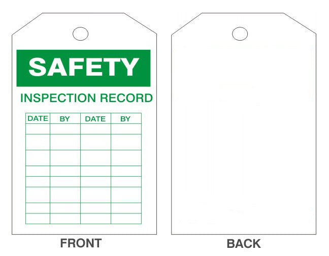 SAFETY INSPECTION RECORD TAG - SAFETY INSPECTION RECORD TAG, 6.125X3, Rigid Vinyl