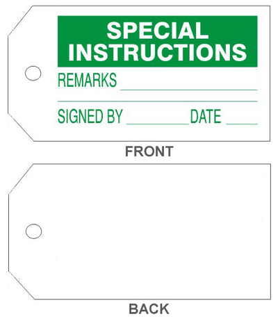 SPECIAL INSTRUCTIONS TAGS