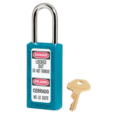 MASTER LOCK MODEL NO. 411 THERMOPLASTIC SAFETY PADLOCK - MASTER LOCK MODEL NO. 411 THERMOPLASTIC SAFETY PADLOCK, 1.5”, Thermoplastic