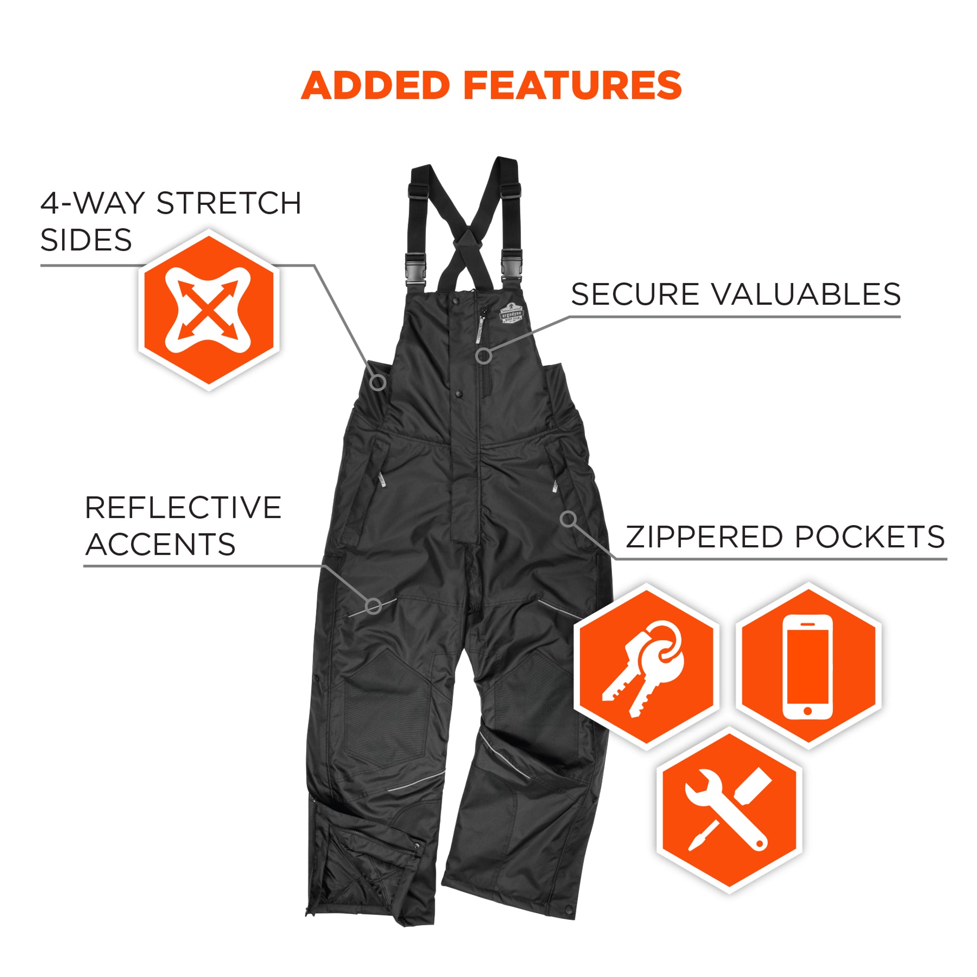 Ergodyne N-Ferno 6472 Insulated Bib Overalls - 300D Oxford Shell