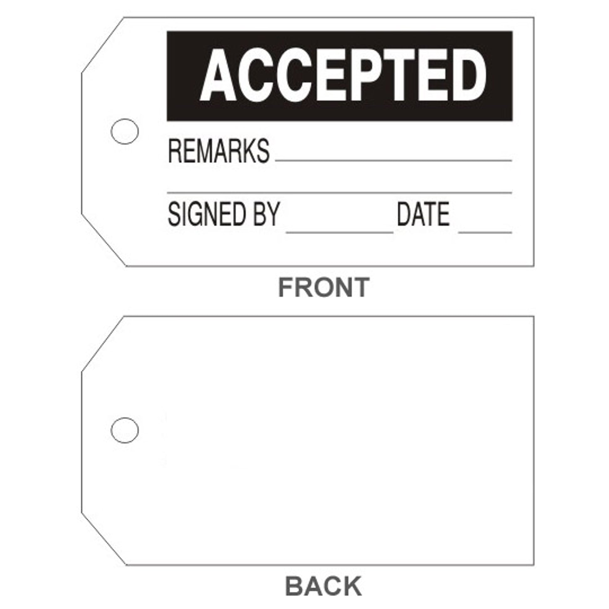 ACCEPTED TAGS - ACCEPTED TAGS, 6.125X3, Rigid Vinyl