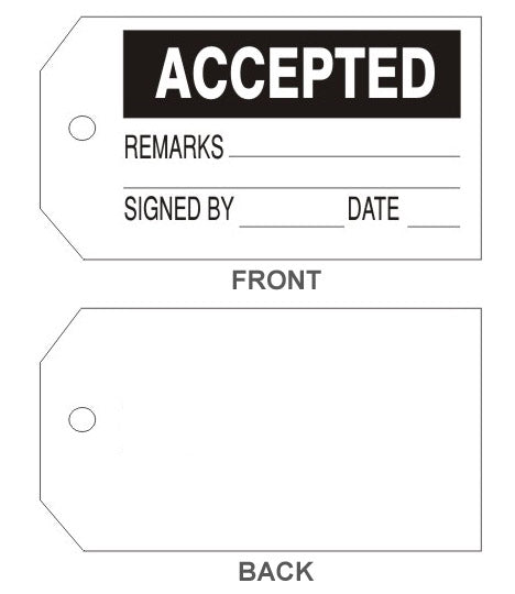 ACCEPTED TAGS - ACCEPTED TAGS, 6.125X3, Rigid Vinyl