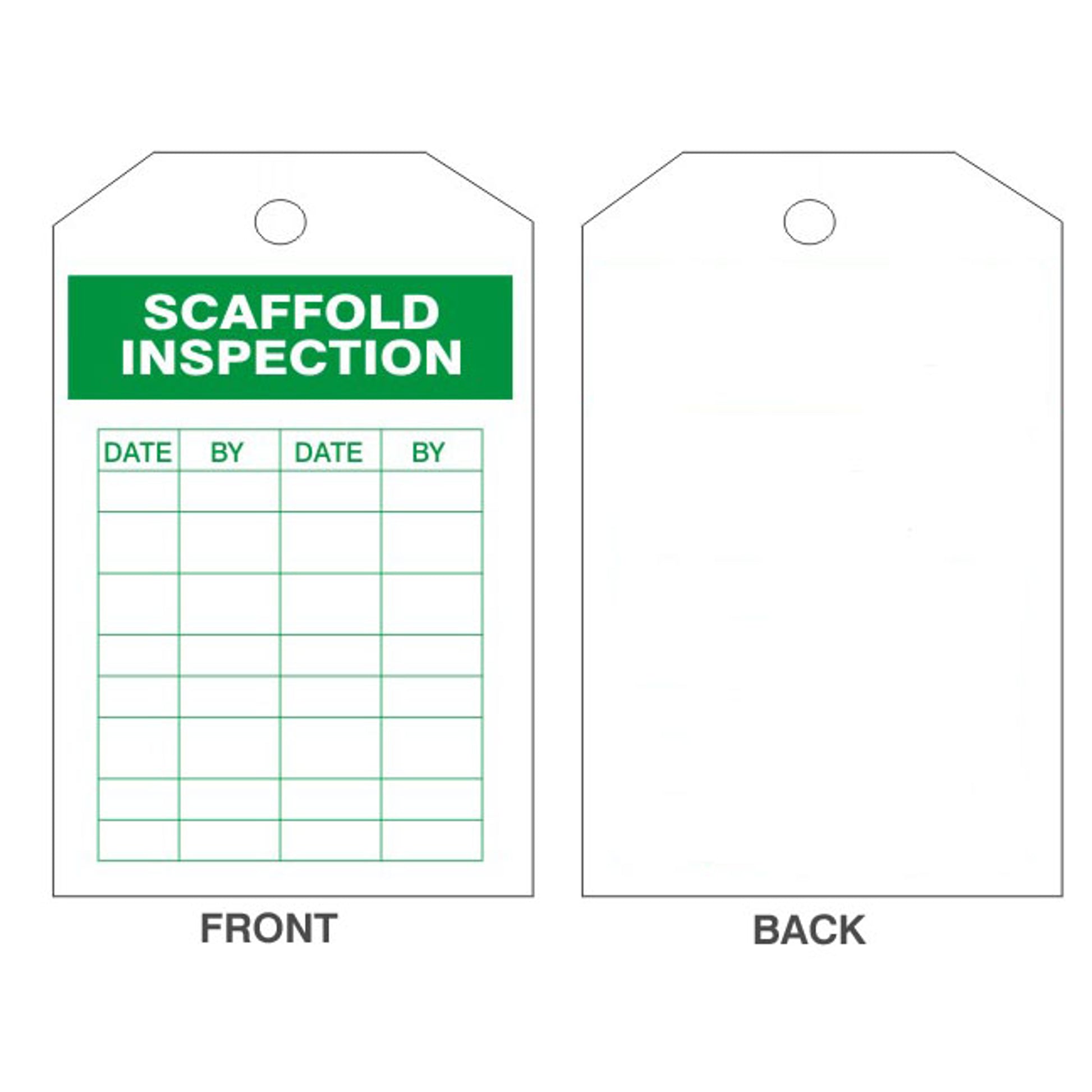 SCAFFOLD INSPECTION TAGS - SCAFFOLD INSPECTION TAGS, 6.125X3, Rigid Vinyl