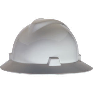 MSA V-Hat Full Brim White Ratchet Hard Hat - 475369