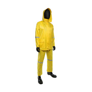 Boss Rainwear Three-Piece Rain Suit w/Reflective Stripes - 0.18 mm - Yellow - 1/EA - 4338