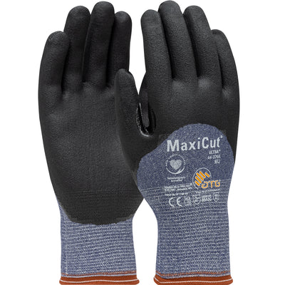 MaxiCut Ultra Seamless Knit Engineered Yarn Glove w/Premium Nitrile Coated MicroFoam Grip on Palm Fingers & Knuckles - Blue - 1/DZ - 44-3755