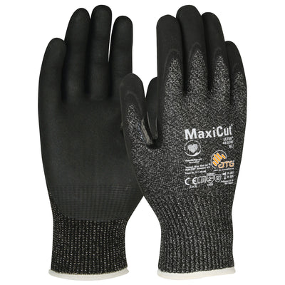 MaxiCut Ultra Seamless Knit Engineered Yarn Glove w/Nitrile Coated MicroFoam Grip on Palm & Fingers - Black - 1/DZ - 44-5745