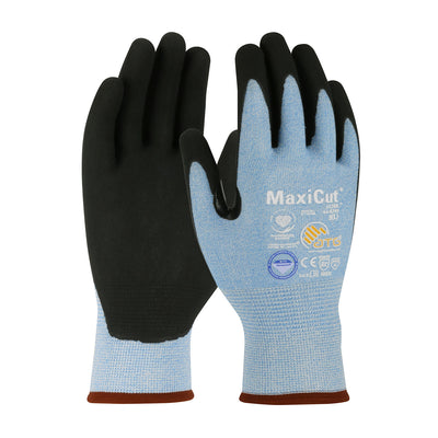 MaxiCut Ultra Seamless Knit Dyneema Diamond Blended Glove w/Premium Nitrile Coated MicroFoam Grip on Palm & Fingers - Light Blue - 1/DZ - 44-6745