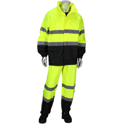 PIP Viz Type R Class 3 Two-Piece Rain Suit with Black Bottom - 4530 - 1/EA