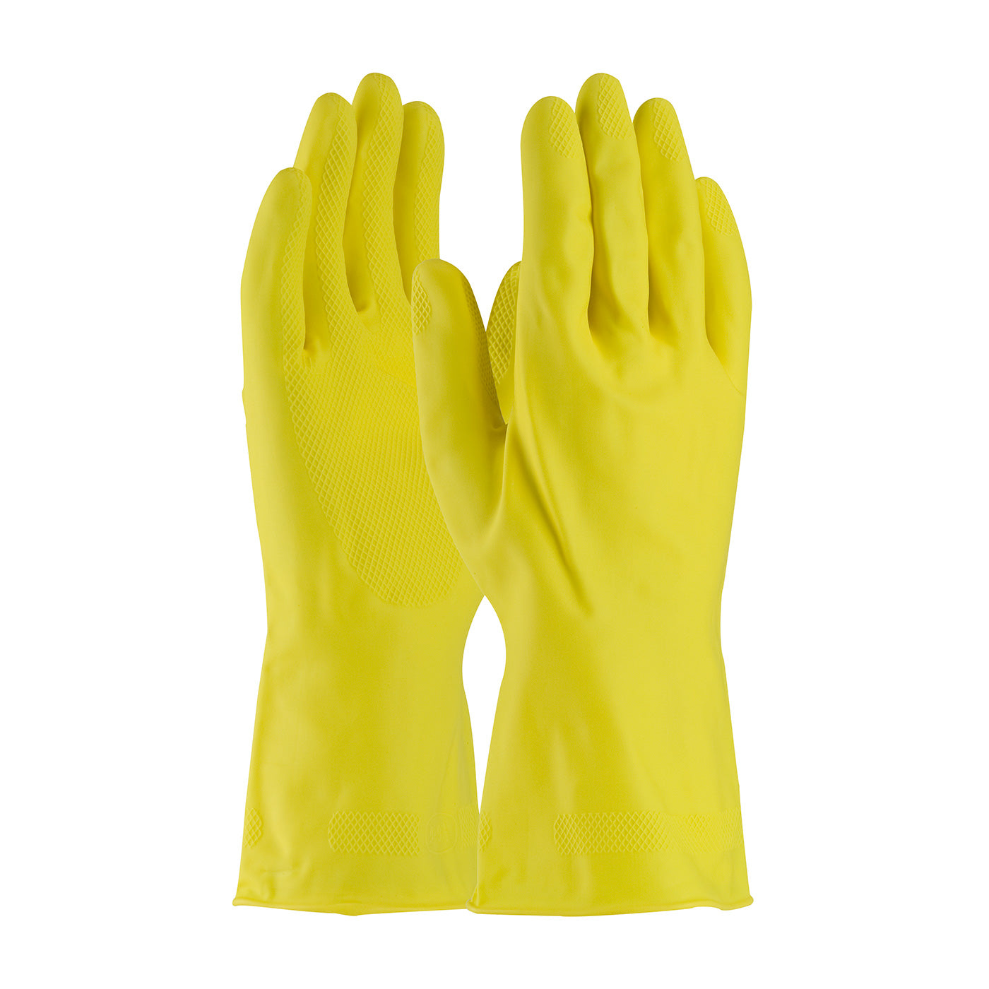 Assurance Unsupported Latex Canner  Unlined w/Raised Diamond Grip - 18 Mil - Yellow - 1/DZ - 47-L170Y