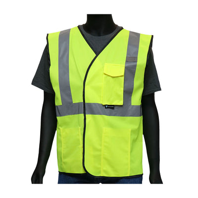 Viz-Up Hi-Vis Apparel ANSI Type R Class 2 Value Four Pocket Solid Vest - Yellow - 1/EA - 47203