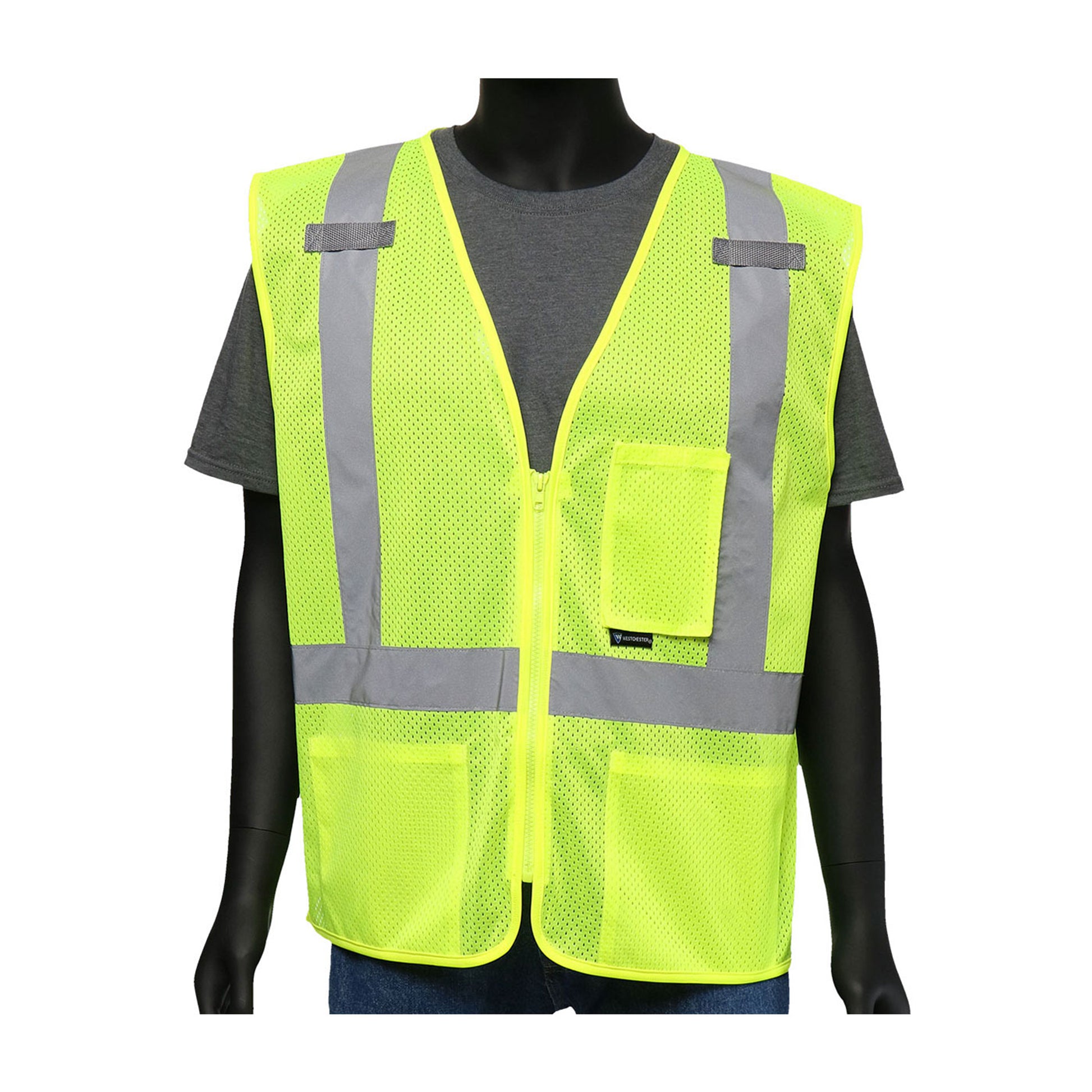 Viz-Up Hi-Vis Apparel ANSI 107 Type R Class 2 Three Pocket Mesh Vest - Yellow - 1/EA - 47209