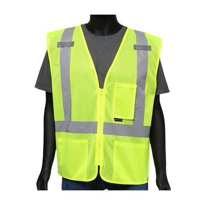 Viz-Up Hi-Vis Apparel ANSI 107 Type R Class 2 Three Pocket Mesh Vest - Yellow - 1/EA - 47209