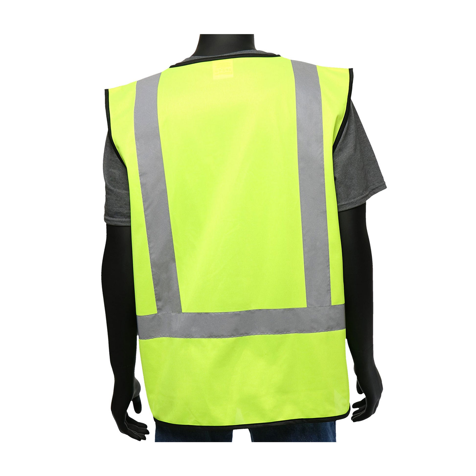 Viz-Up ANSI Type R Class 2 Five Pocket Solid Vest w/Black Bottom Front - Hi-Vis Yellow - 1/EA - 47211