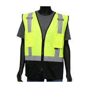 Viz-Up ANSI Type R Class 2 Five Pocket Solid Vest w/Black Bottom Front - Hi-Vis Yellow - 1/EA - 47211