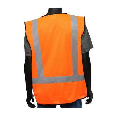 Viz-Up ANSI Type R Class 2 Five Pocket Solid Vest w/Black Bottom Front - Hi-Vis Orange - 1/EA - 47212