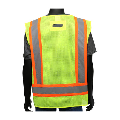 Viz-Up ANSI Type R Class 2 Two-Tone Mesh Vest w/Solid Front Back & "D" Ring Access - Hi-Vis Yellow - 1/EA - 47215