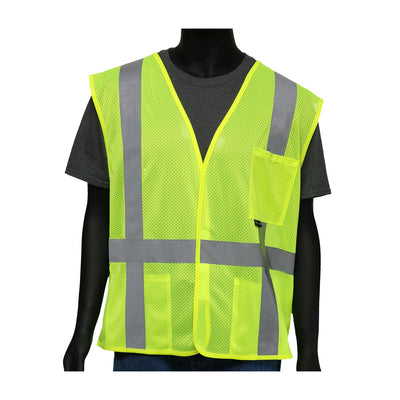 Viz-Up ANSI Type R Class 2 FR Treated Three Pocket Mesh Vest - Hi-Vis Yellow - 1/EA - 47217