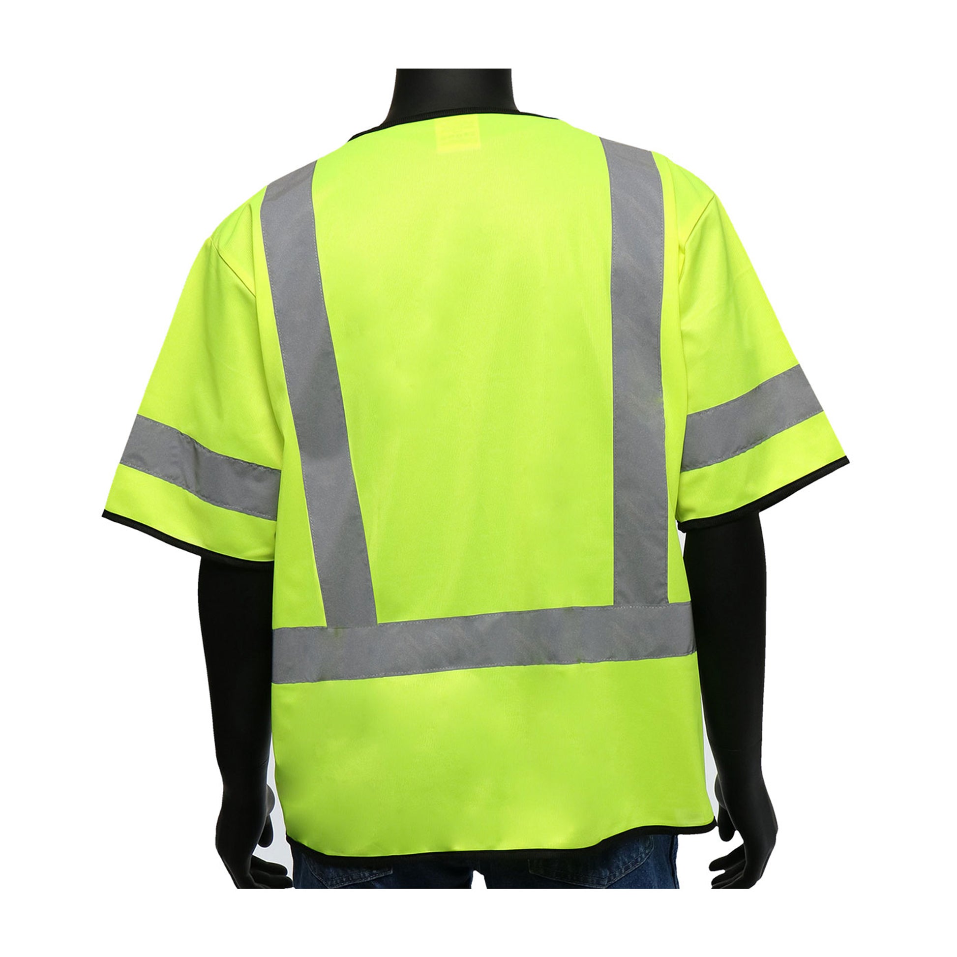 Viz-Up ANSI Type R Class 3 Five Pocket Solid Front/Mesh Back Vest w/Black Bottom Front - Hi-Vis Yellow - 1/EA - 47304
