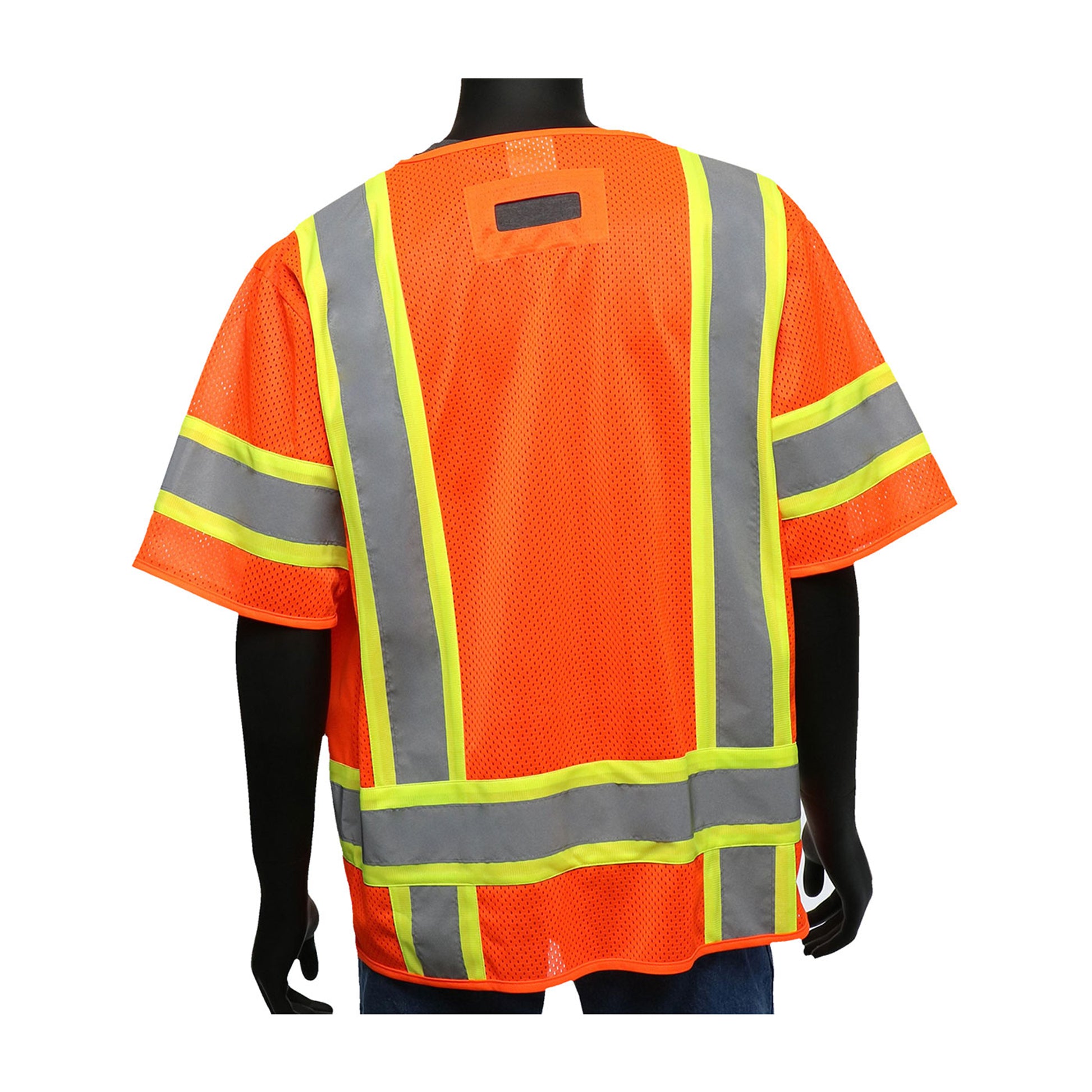 Viz-Up ANSI Type R Class 3 Two-Tone Surveyor Six Pocket Solid Front/Mesh Back Vest - Hi-Vis Orange - 1/EA - 47307