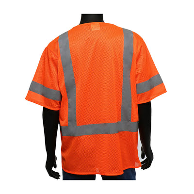 Viz-Up ANSI Type R Class 3 Three Pocket FR Treated Mesh Vest - Hi-Vis Orange - 1/EA - 47309
