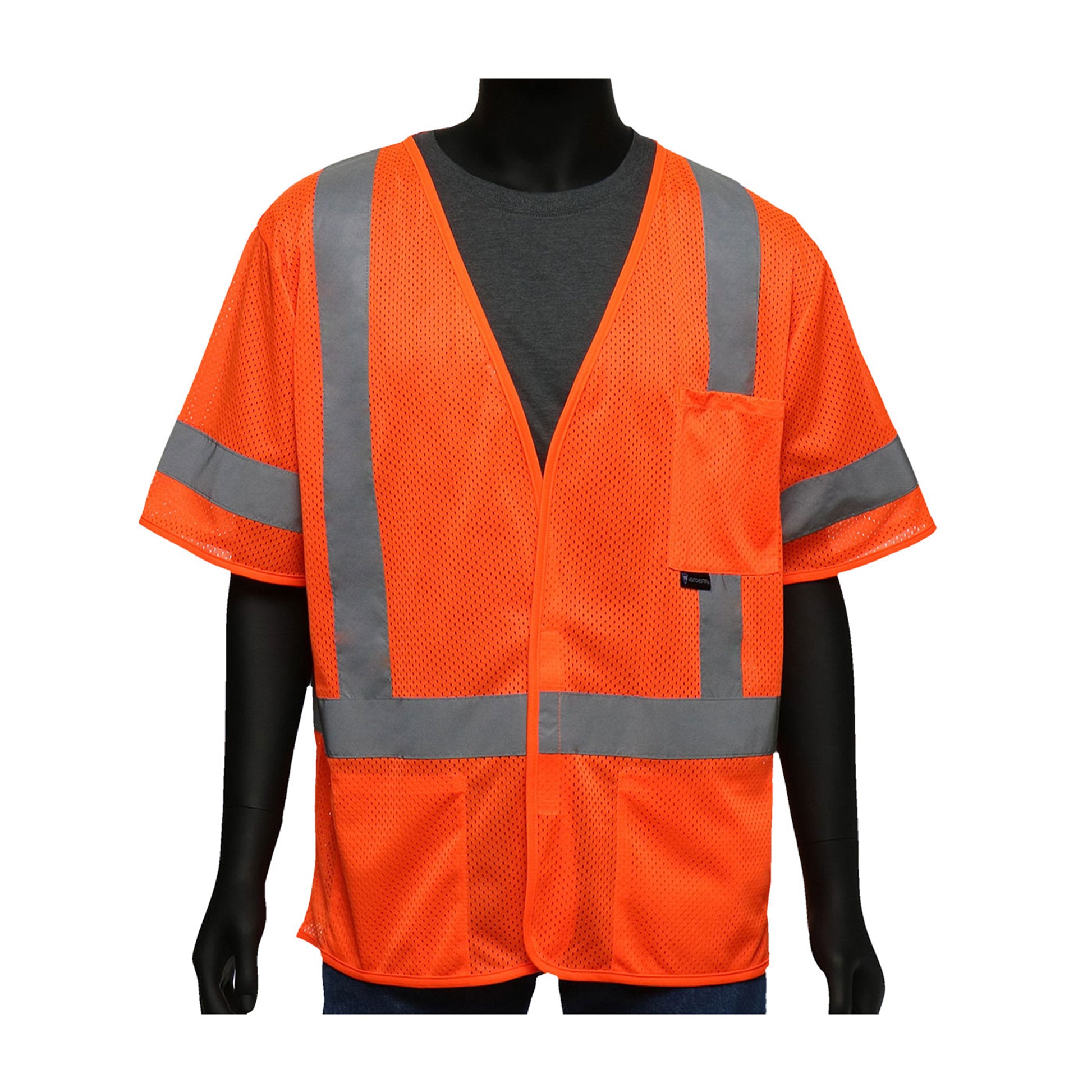 Viz-Up ANSI Type R Class 3 Three Pocket FR Treated Mesh Vest - Hi-Vis Orange - 1/EA - 47309