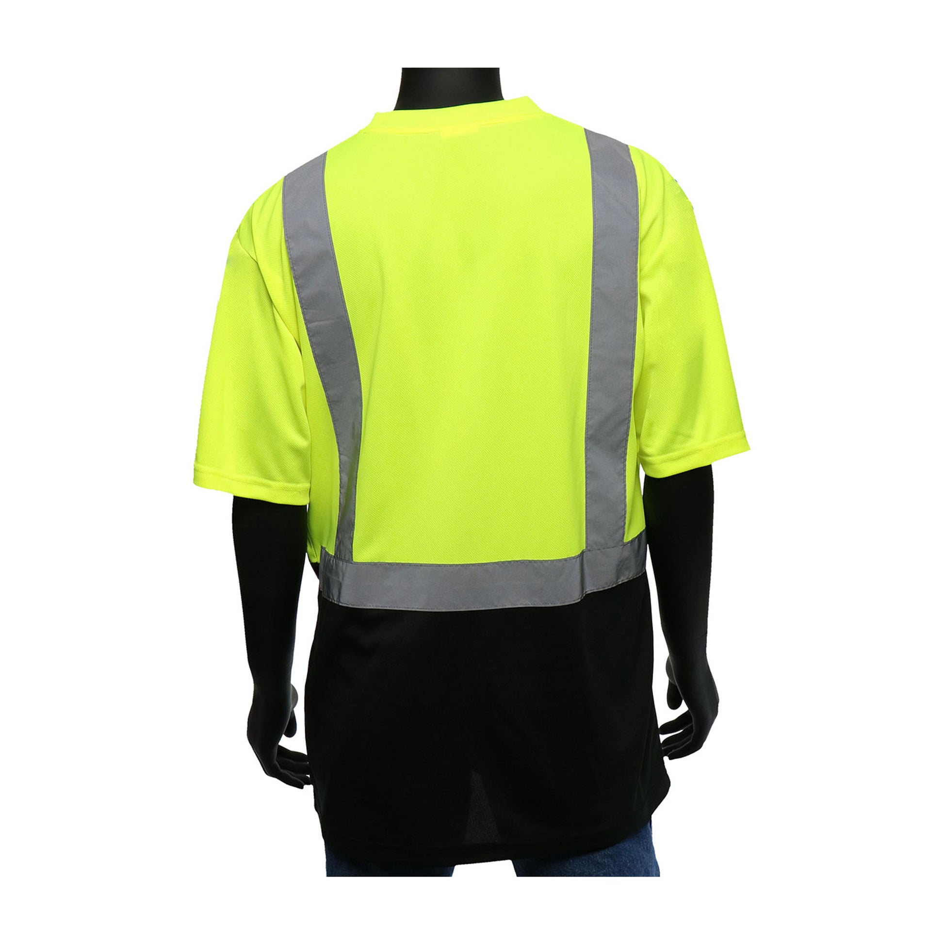 Viz-Up ANSI Type R Class 2 Short Sleeve T-Shirt w/Black Bottom Front - Hi-Vis Yellow - 1/EA - 47404