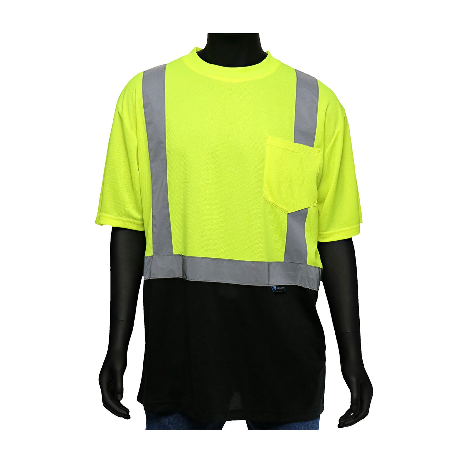 Viz-Up ANSI Type R Class 2 Short Sleeve T-Shirt w/Black Bottom Front - Hi-Vis Yellow - 1/EA - 47404