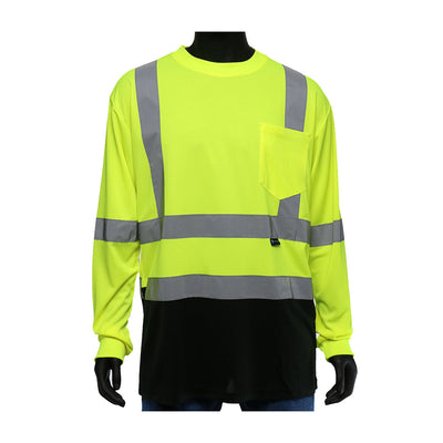 Viz-Up ANSI Type R Class 3 Long Sleeve T-Shirt w/Black Bottom Front - Hi-Vis Yellow - 1/EA - 47410
