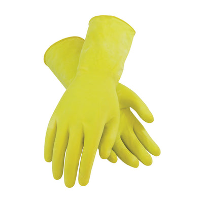 Assurance Unsupported Latex Flock Lined w/Honeycomb Grip - 14 Mil - Yellow - 1/DZ - 48-L140Y
