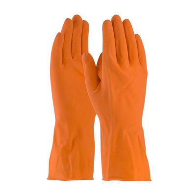 Assurance Unsupported Latex Flock Lined w/Honeycomb Grip - 18 Mil - Orange - 1/DZ - 48-L185T