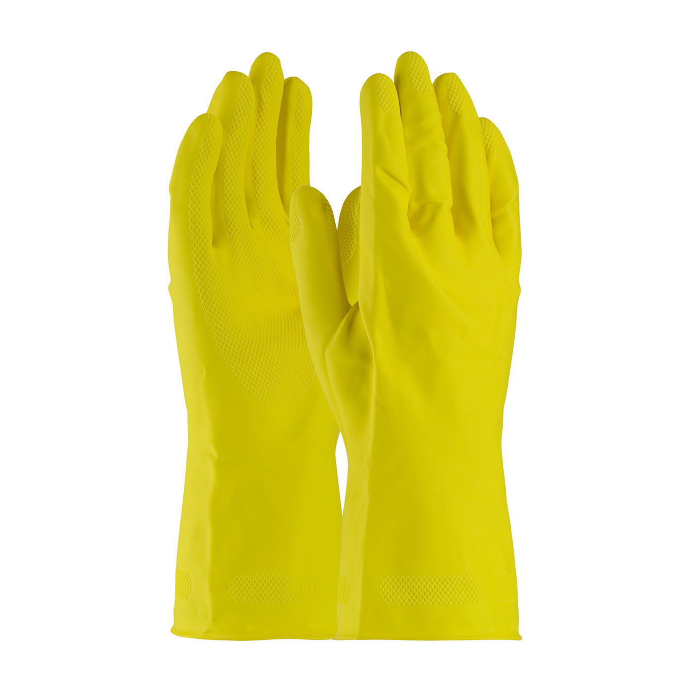 Assurance Unsupported Latex  Industrial Flock Lined w/Raised Diamond Grip - 21 Mil - Yellow - 1/DZ - 48-L212Y