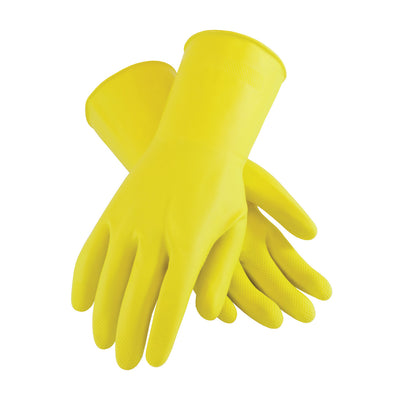 Assurance Unsupported Latex Industrial Flock Lined w/Raised Diamond Grip - 21 Mil - Yellow - 1/DZ - 48-L212Y