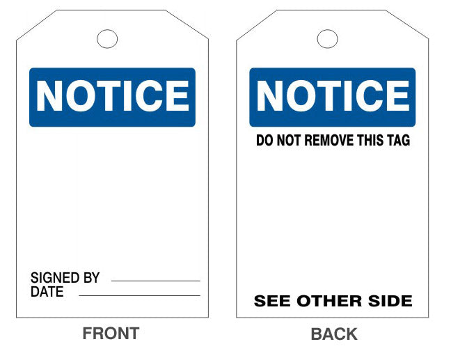 NOTICE TAG - NOTICE TAG, 6.125X3, Rigid Vinyl