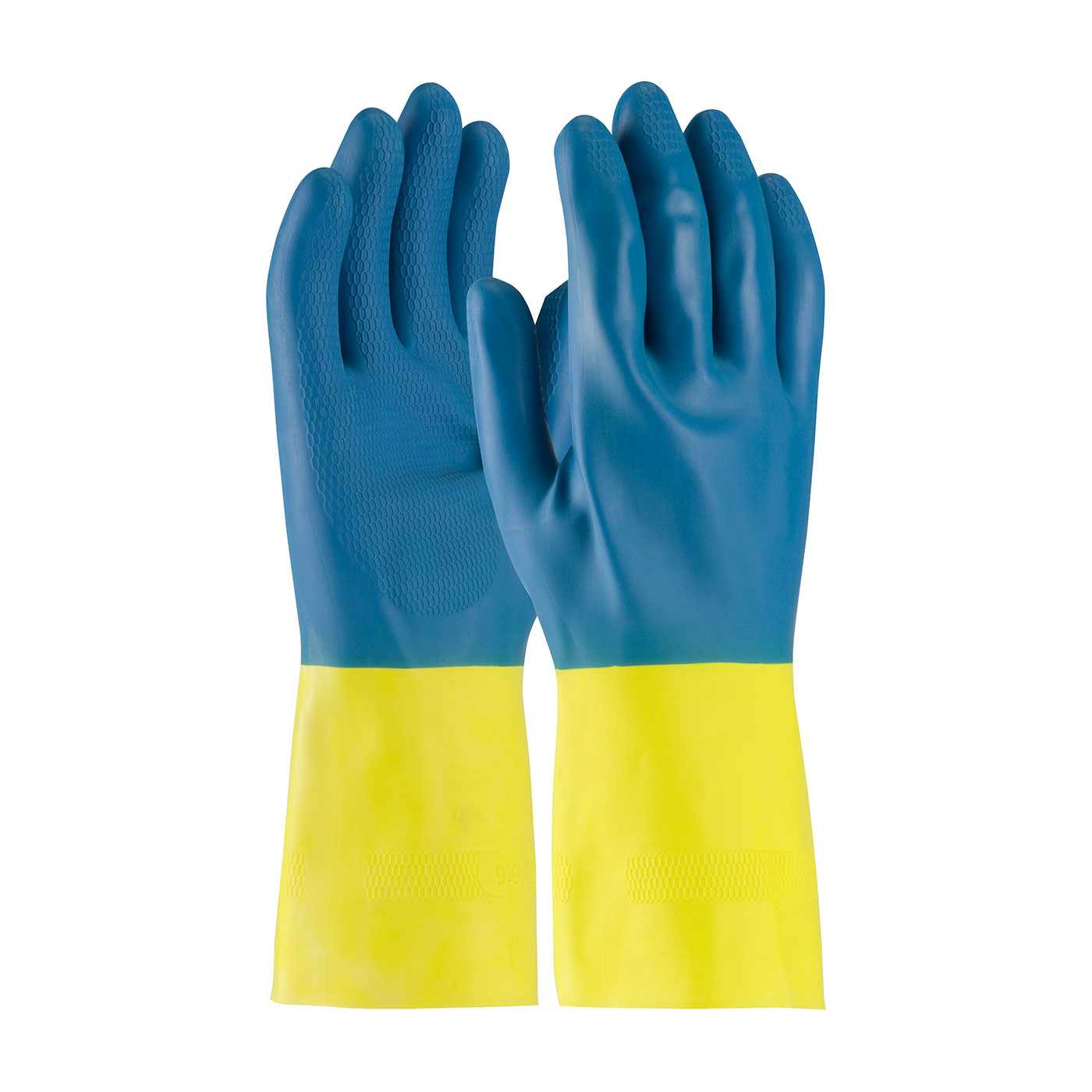 Assurance Unsupported Neoprene/Latex  Flock Lined w/Honeycomb Grip - 28 Mil - Blue - 1/DZ - 52-3671