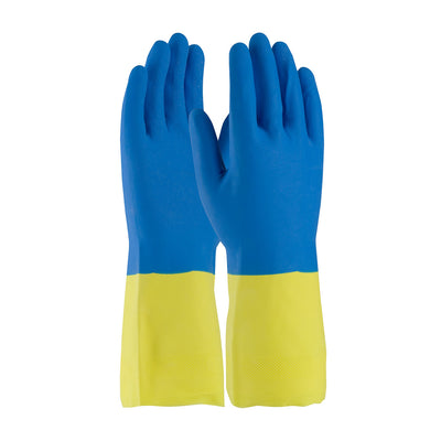 PIP Unsupported Neoprene/Latex Flock Lined w/Raised Diamond Grip - 22 Mil - Blue - 1/DZ - 33224