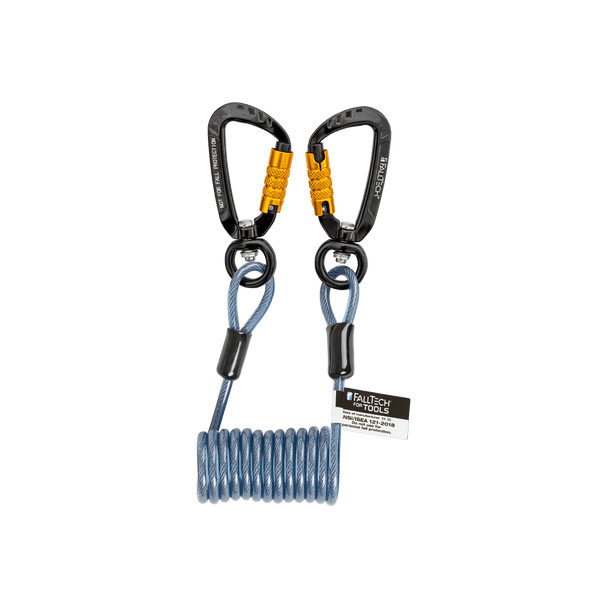 FallTech 2 lb Premium Tool Tether with Stretch Coil Coated Wire and Dual Swivel Aluminum Carabiners 5/pk - 5212A5