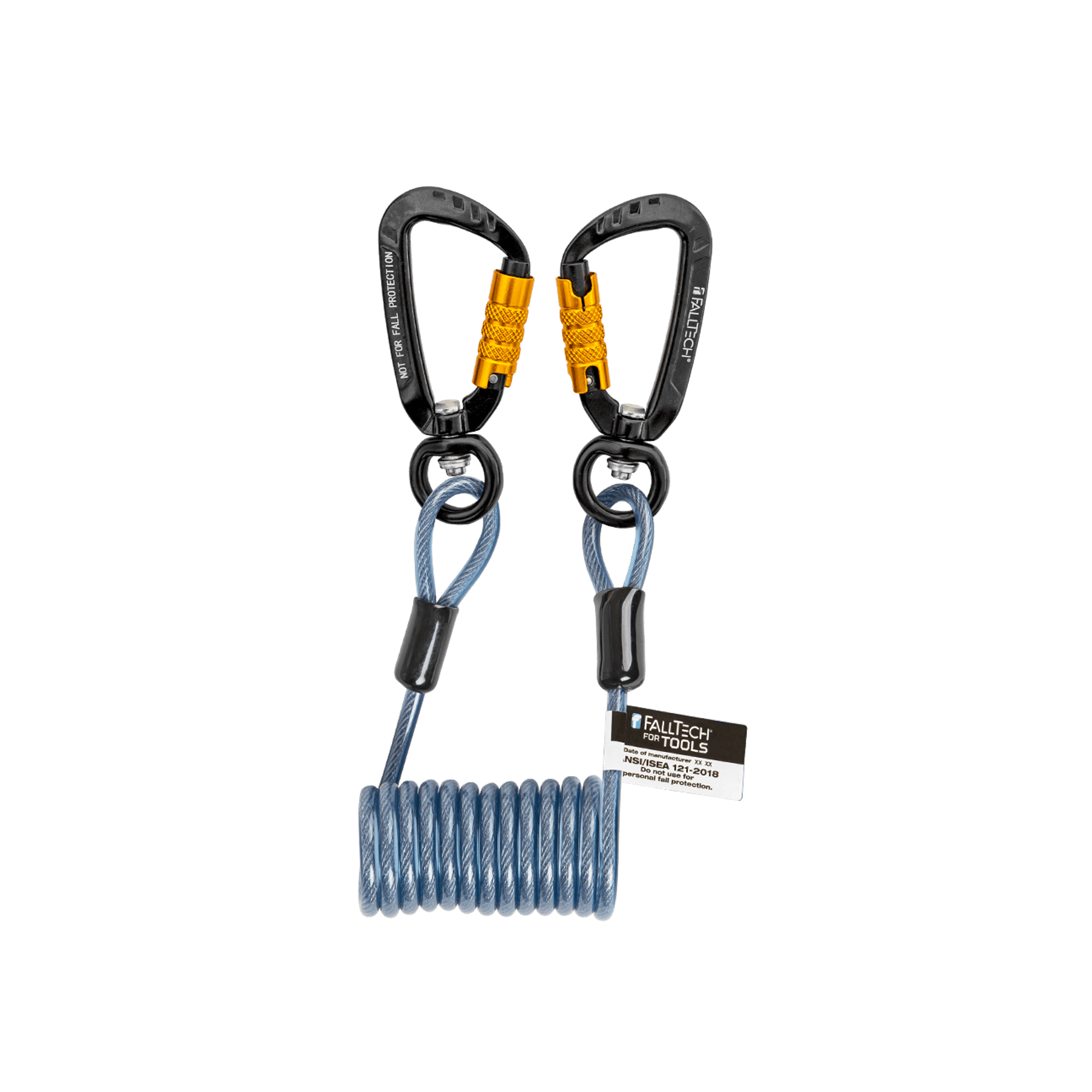FallTech 5 lb Premium Tool Tether with Stretch Coil Coated Wire and Dual Swivel Aluminum Carabiners 5/pk - 5215A5