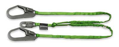 Miller 6 ft. HP Double Leg Lanyard w/1 Snap Hook & 2 Rebar Hooks - 231TWRS-Z7/6FTGN