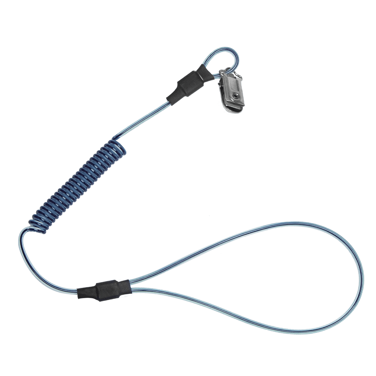FallTech 2 lb Stretch-coil Hard Hat Tether with choke-on cinch-loop and snap-clip 18" - 5329A25
