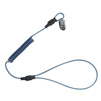 FallTech 2 lb Stretch-coil Hard Hat Tether with choke-on cinch-loop and snap-clip 18" - 5329A25