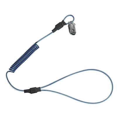 FallTech 2 lb Stretch-coil Hard Hat Tether with choke-on cinch-loop and snap-clip 18" - 5329A5