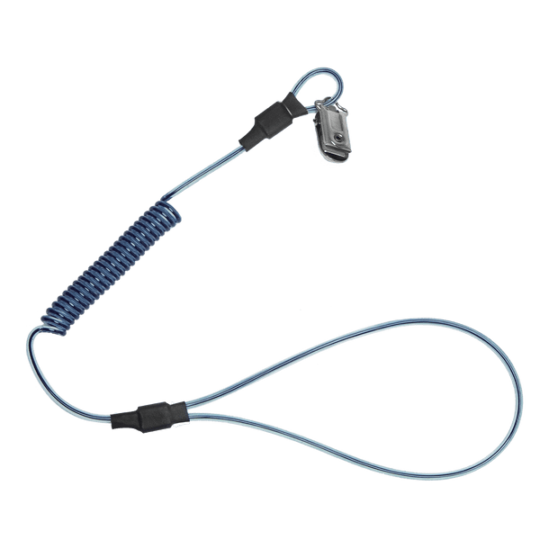 FallTech 2 lb Stretch-coil Hard Hat Tether with choke-on cinch-loop and snap-clip 18" - 5329A5