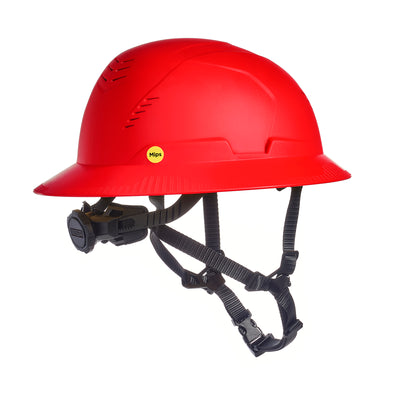 MSA V-Gard H2 Full Brim - Type II Class C - Mips - Safety Helmet - Vented - Red - 10250611