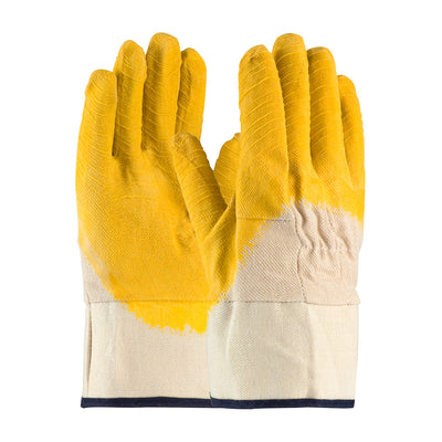 Armor Latex Coated Glove w/Canvas Liner & Crinkle Finish on Palm Fingers Knuckles - Rubberized Safety Cuff - Natural - 1/DZ - 330-PIP55-3243