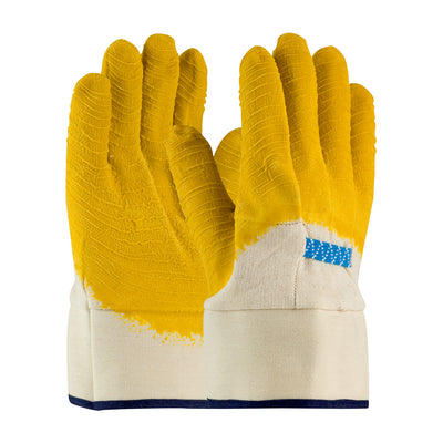Armor Latex Coated Glove w/Jersey Liner & Crinkle Finish on Palm Fingers Knuckles - Plasticized Safety Cuff - Natural - 1/DZ - 330-PIP55-3273
