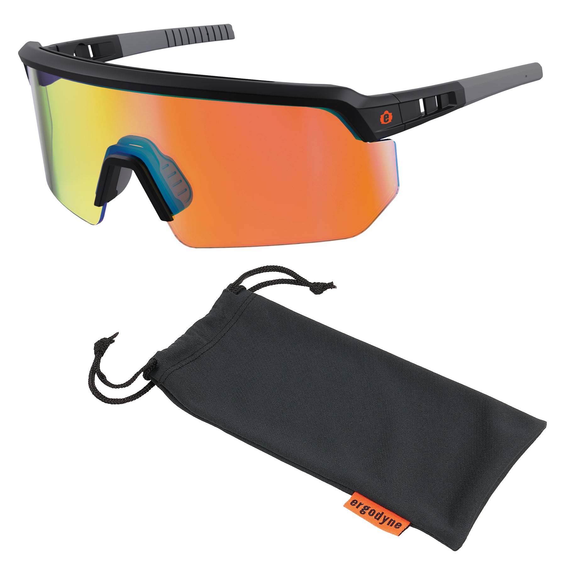Ergodyne Skullerz AEGIR Safety Glasses, Sunglasses - Mirrored Lenses - Orange Mirror Lens