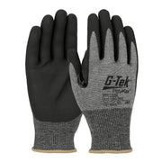 G-Tek PolyKor Seamless Knit Blended Glove w/Nitrile Coated Foam Grip on Palm & Fingers - Touchscreen Compatible - Gray - 12/PR - 555